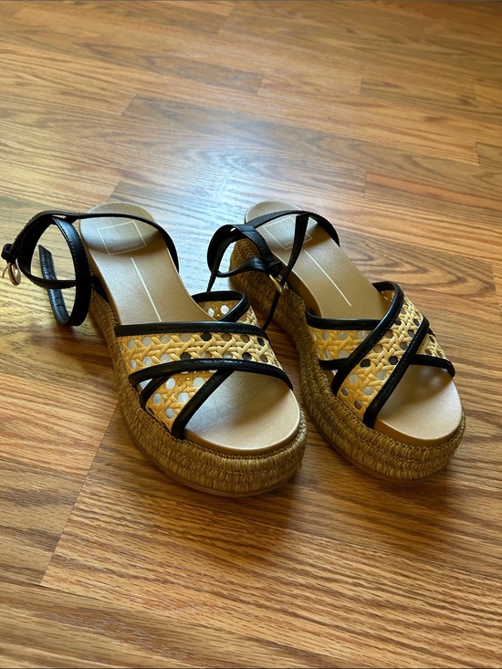 Dolce Vita Shoes - Dolce Vita Woven Platform Sandals - Black and Natural